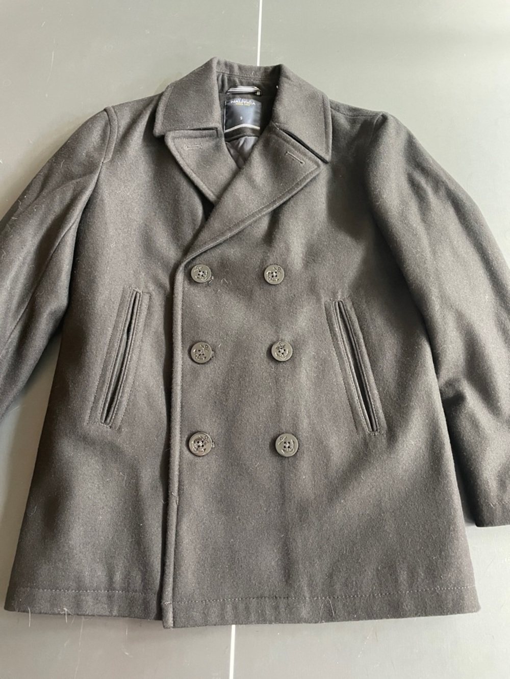 Nautica Men's Double-Breasted Pea Coat - Black